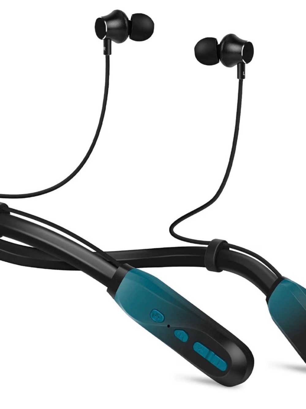 Wireless Neckband Earbuds in Teal and Black - Comfortable Bluetooth Headset